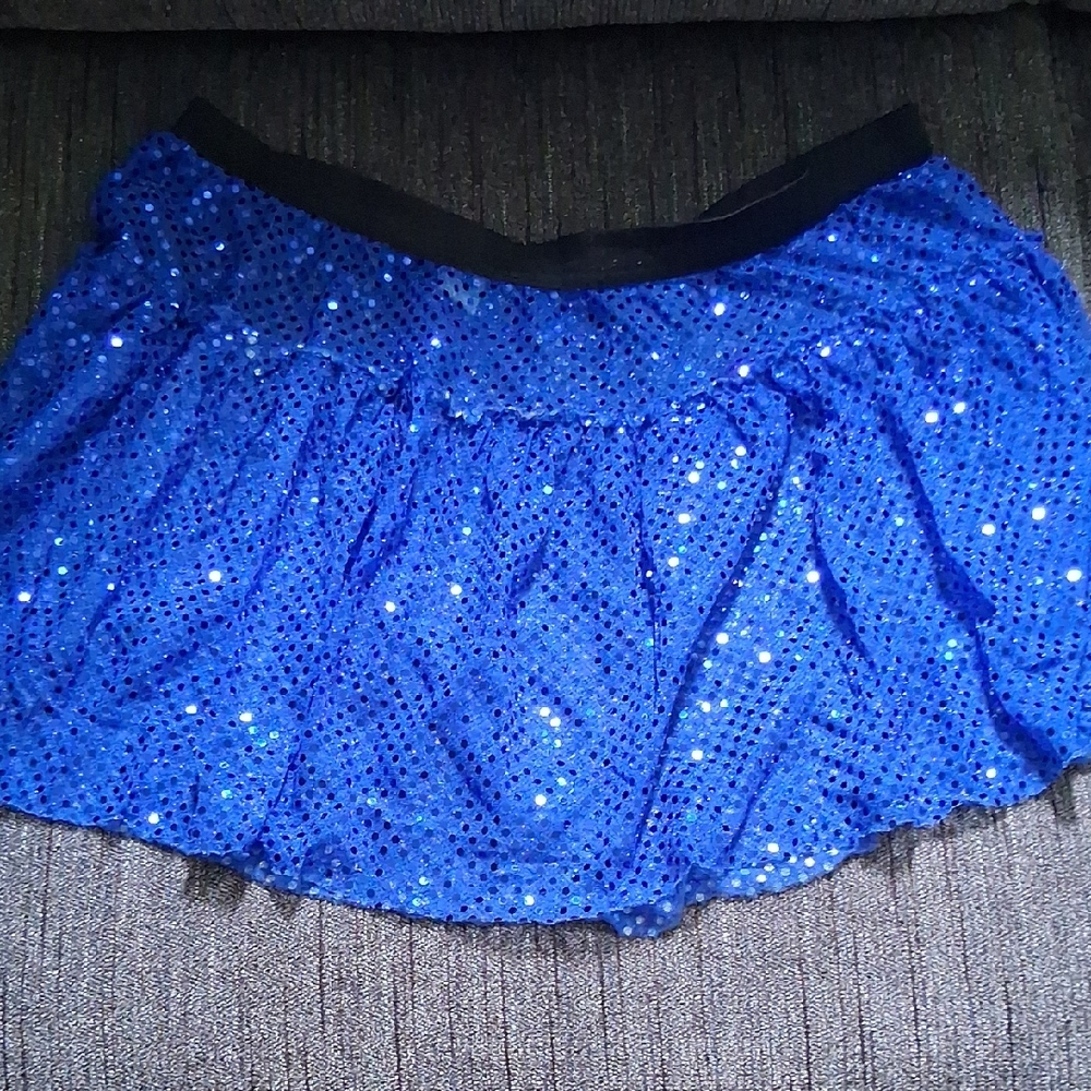 Black and Blue Sequin Ruffled Mini Skirt